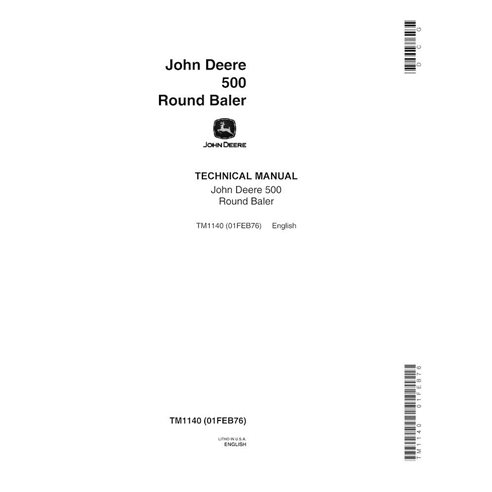 John Deere 540B baler pdf technical manual  - John Deere manuals - JD-TM1140-EN
