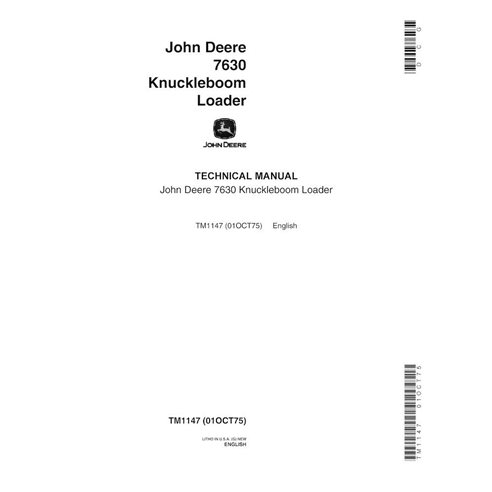 John Deere 7630 Knucleboom loader pdf technical manual  - John Deere manuals - JD-TM1147-EN