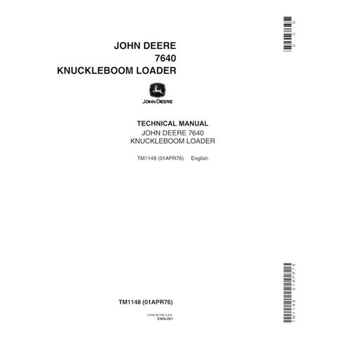 Manual técnico em pdf da carregadeira John Deere 7640 Knucleboom - John Deere manuais - JD-TM1148-EN