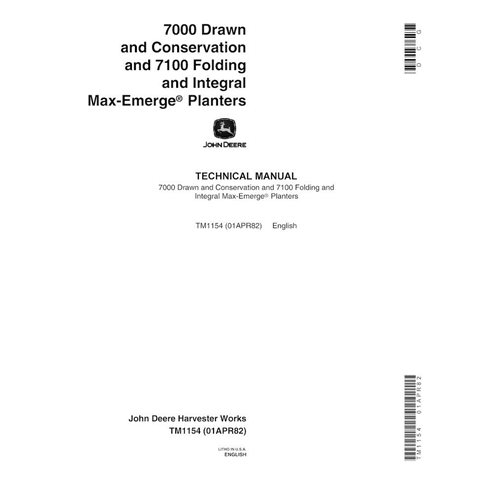 Manual técnico em pdf da plantadeira John Deere 7000, 7100 MaxMerge - John Deere manuais - JD-TM1154-EN