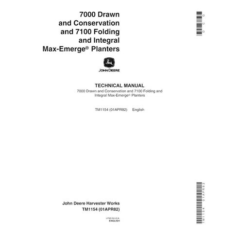 TM1154 Manual técnico da plantadeira John Deere 7000, 7100 MaxMerge (TM1154)