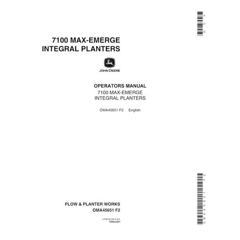 Manual del operador de la sembradora John Deere 7100 MaxMerge Integral (SN 32755-) en pdf - John Deere manuales - JD-OMA45651-EN