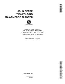 JD-OMA34000 Manual do operador da plantadeira John Deere 7100 MaxMerge Integral (SN 0-024174) (OMA34000)