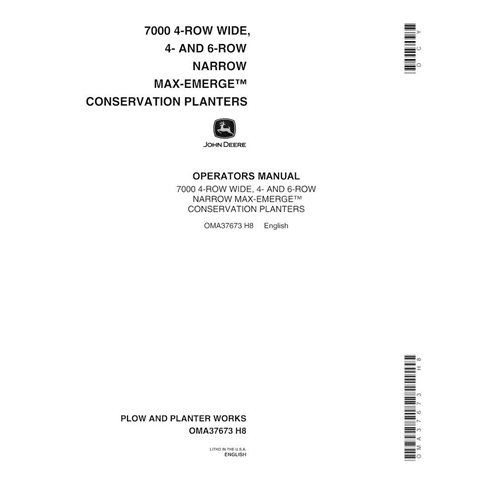Manual do operador em pdf da plantadeira John Deere 7000 Drawn Conservation 4-RW, 4-RN, 6RN (SN 01000-092235) - John Deere ma...