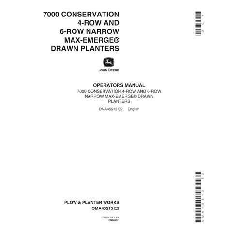 Manual do operador da plantadeira John Deere 7000 Drawn Conservation (SN 92236-) em pdf - John Deere manuais - JD-OMA45513-EN