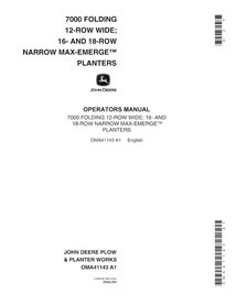 Manuel de l'opérateur pdf du semoir John Deere 7000 tiré (pliable) 24RN - John Deere manuels - JD-OMA41143-EN