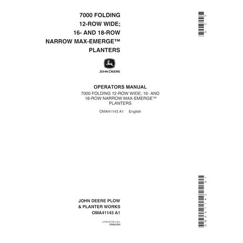 Manuel de l'opérateur pdf du semoir John Deere 7000 tiré (pliable) 24RN - John Deere manuels - JD-OMA41143-EN