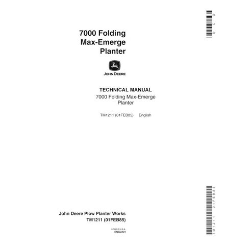 Manuel technique pdf du planteur John Deere 7000 Folding MaxEmerge Planter - John Deere manuels - JD-TM1211-EN