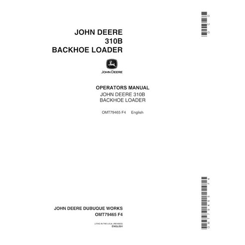 Manuel de l'opérateur pdf de la chargeuse-pelleteuse John Deere 310B - John Deere manuels - JD-OMT79465-EN
