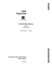 Manuel de l'opérateur pdf du tracteur John Deere 2940 (SN 10001-429999) - John Deere manuels - JD-OMR71860-EN