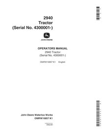 JD-OMRW16857 Manuel de l'opérateur pdf du tracteur John Deere 2940 (430000-)