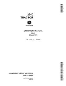 Manuel de l'opérateur pdf du tracteur compact John Deere 2240 (SN 0-349999) - John Deere manuels - JD-OML31364-EN