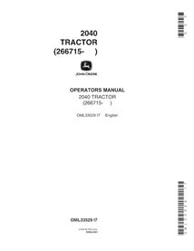 JD-OML33529 John Deere 2040 (SN 266715 - 349999) compact tractor operator's manual (OML33529)