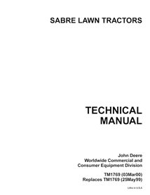 TM1769 John Deere Sabre Lawn Tractors 1438G-2046HV pdf technical manual