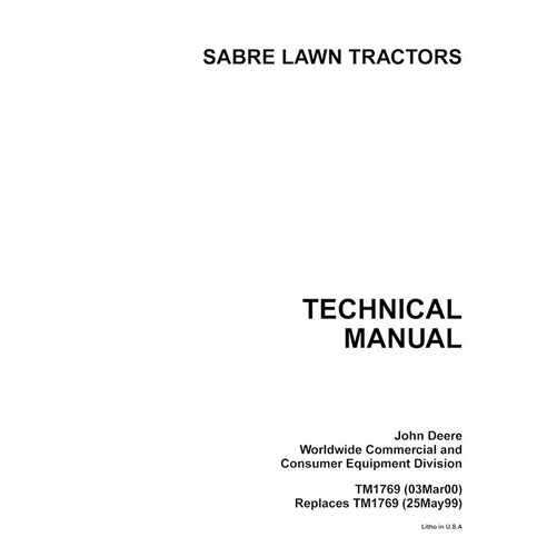 John Deere Sabre Lawn Tractors 1438G-2046HV pdf technical manual  - John Deere manuals - JD-TM1769-EN
