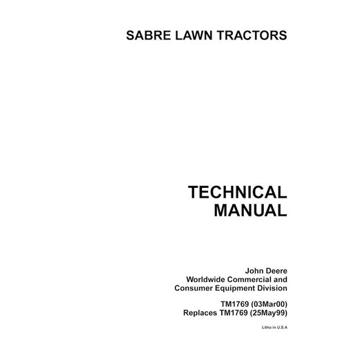 TM1769 John Deere Sabre Lawn Tractors 1438G-2046HV technical manual (TM1769)