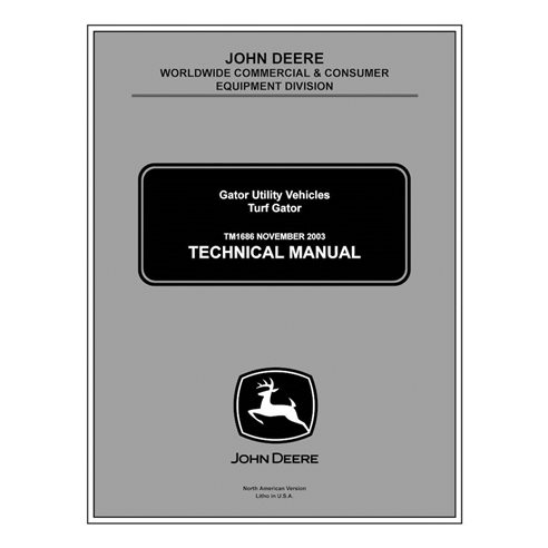 Manual técnico em pdf do veículo utilitário John Deere Turf Gator - John Deere manuais - JD-TM1686-EN