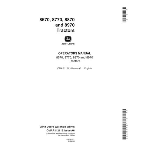 Manual del operador en pdf del tractor John Deere 8570, 8770, 8870 y 8970 - John Deere manuales - JD-OMAR112116-EN