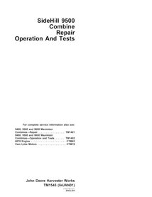 TM1545 Manual de reparación, operación y pruebas de la cosechadora John Deere SideHill 9500 (TM1545)