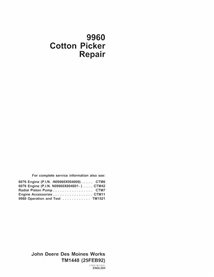 TM1448 John Deere 9960 cotton picker pdf repair technical manual