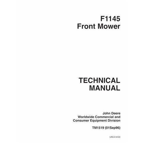 Manual técnico em pdf do cortador frontal John Deere F1145 - John Deere manuais - JD-TM1519-EN