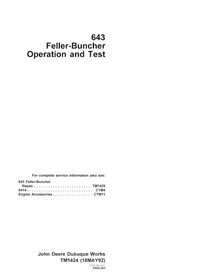 John Deere 643 feller buncher manual técnico em pdf - John Deere manuais - JD-TM1424-EN