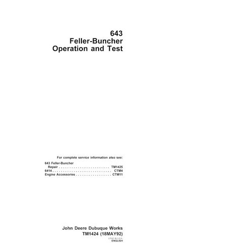 TM1424 John Deere 643 feller buncher technical manual (TM1424)