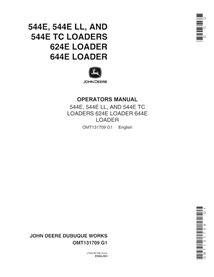 John Deere 544E, 624E, 644E carregadeira de rodas manual do operador em pdf - John Deere manuais - JD-OMT131709-EN