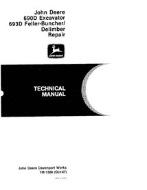 Manual técnico de reparo em pdf da escavadeira John Deere 690D, 690DLC, 693D - John Deere manuais - JD-TM1388-EN