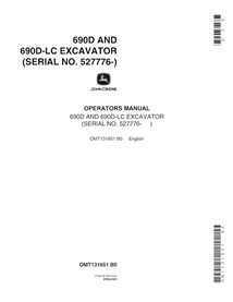 Manuel de l'opérateur pdf de l'excavatrice John Deere 690D, 690DLC, 693D (SN 527776-) - John Deere manuels - JD-OMT131651-EN