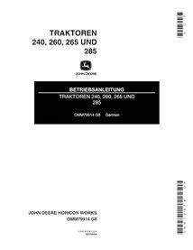 JD-OMM79914-DE John Deere 240, 245, 260, 265, 285 (SN 475000-) lawn tractor operator's manual DE (OMM79914)