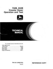 TM1332 John Deere 750B, 850B trator de esteira em pdf manual técnico de operação e teste