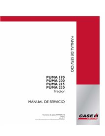 Case PUMA 190, 200, 215, 230 tracteur pdf manuel d'entretien ES - Case IH manuels - CASE-47770451B-SM-ES