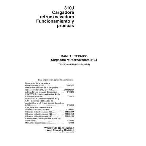 TM10135-ES John Deere 310J (SN -159759) backhoe loader pdf operation and test technical manual ES