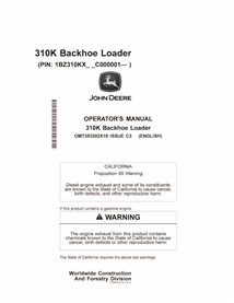 John Deere 310K, PIN: 1BZ310KX_ _C000001- backhoe loader pdf operator's manual  - John Deere manuals - JD-OMT353392X19-EN