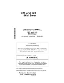 John Deere 325, 328 minicargador manual del operador en pdf - John Deere manuales - JD-OMT205051-EN