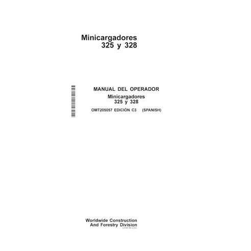 John Deere 325, 328 minicargadora pdf manual del operador ES - John Deere manuales - JD-OMT205057-ES