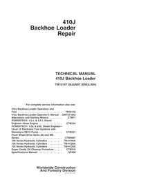 TM10147 John Deere 410J (SN -161616) backhoe loader repair technical manual (TM10147)