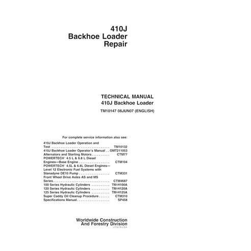 Manuel technique de réparation pdf de la tractopelle John Deere 410J (SN -161616) - John Deere manuels - JD-TM10147-EN
