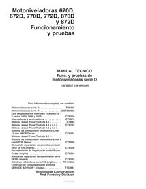 TM2953-ES John Deere 670D, 672D, 770D, 772D, 870D, 872D grader pdf operation and test technical manual ES