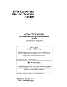 Manuel de l'opérateur pdf pour chargeuse sur pneus John Deere 644H, 644MH (SN -585560) - John Deere manuels - JD-OMT180475-EN