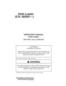 JD-OMT195362 Manual do operador em pdf da carregadeira de rodas John Deere 644H, 644MH (SN 585561-)