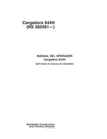 John Deere 644H, 644MH (SN 585561-) cargadora de ruedas pdf manual del operador ES - John Deere manuales - JD-OMT195553-ES