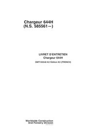 John Deere 644H, 644MH (SN 585561-) cargadora de ruedas pdf manual del operador FR - John Deere manuales - JD-OMT195548-FR