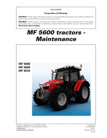 Manuel d'entretien du tracteur Massey Ferguson MF 5608/5609/5610 - Massey-Ferguson manuels - MF-7060082M1