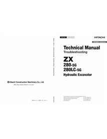 Manual técnico de solução de problemas em pdf da escavadeira Hitachi ZAXIS 280-5G, 180LC-5G - Hitachi manuais - HITACHI-TTDDF...