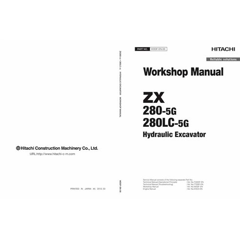 Excavadora John Deere ZAXIS 280-5G,180LC-5G pdf manual de taller - John Deere manuales - HITACHI-WDDF-EN-00
