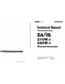 Manual técnico de solução de problemas em pdf da escavadeira Hitachi ZAXIS 210W-3, 220W-3 - Hitachi manuais - HITACHI-TTCJB-E-00