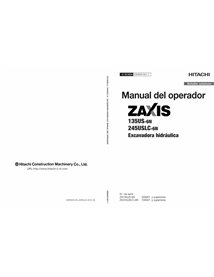 Excavadora John Deere ZAXIS 135US-6N, 245USLC-6N pdf manual del operador ES - John Deere manuales - HITACHI-ESMDATNA11-ES