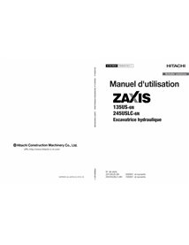 Hitachi ZAXIS 135US-6N, 245USLC-6N excavator pdf operator's manual FR - Hitachi manuals - HITACHI-FRMDATNA11-FR